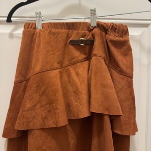 JANIE AND JACK GIRLS FAUX SUEDE RUFFLE SKIRT SIZE 10